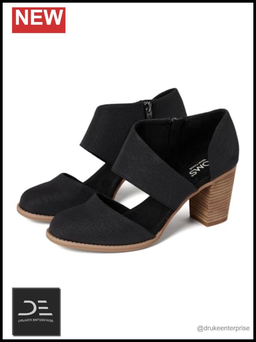 TOMS Milan Women's Closed-Toe Block Heel Pump Nylon Textile Lining Leather